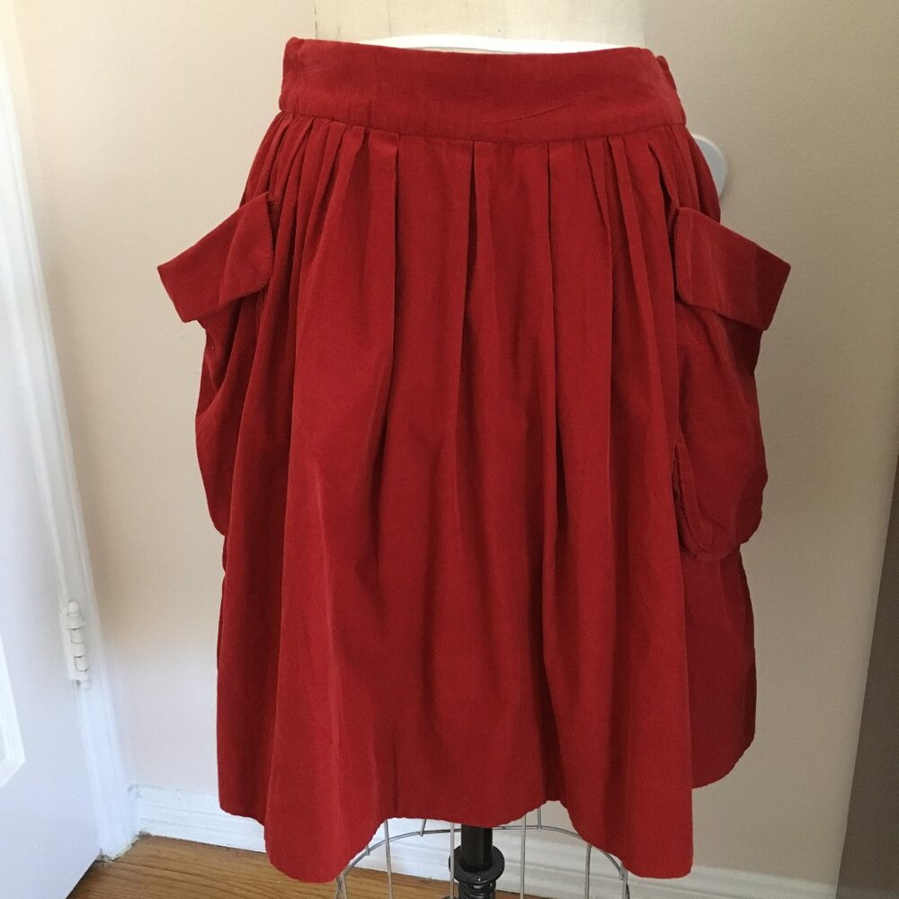 Anthropologie Maeve burnt orange rust corduroy bubble skirt size 4